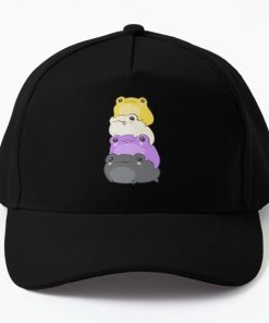 Nonbinary Pride Frog - Cute Kawaii Aesthetic Frog - Subtle Non-Binary Enby NB Pride Flag Colors Frog Pile Baseball Cap RB0403 product Offical Anime Cap Merch